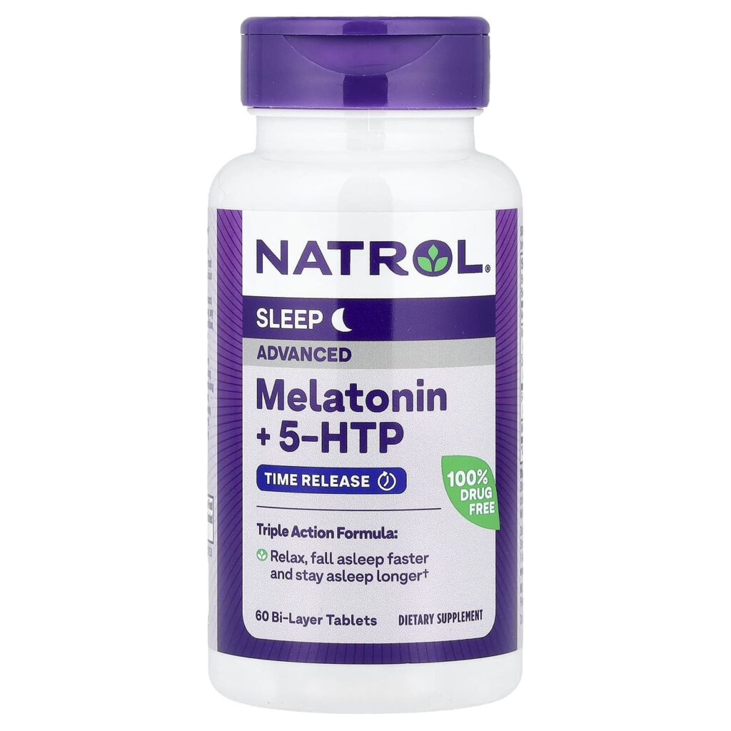 Natrol Melatonina + 5-HTP Liberação Programada 60 Comprimidos Bicamada - Imagem 3
