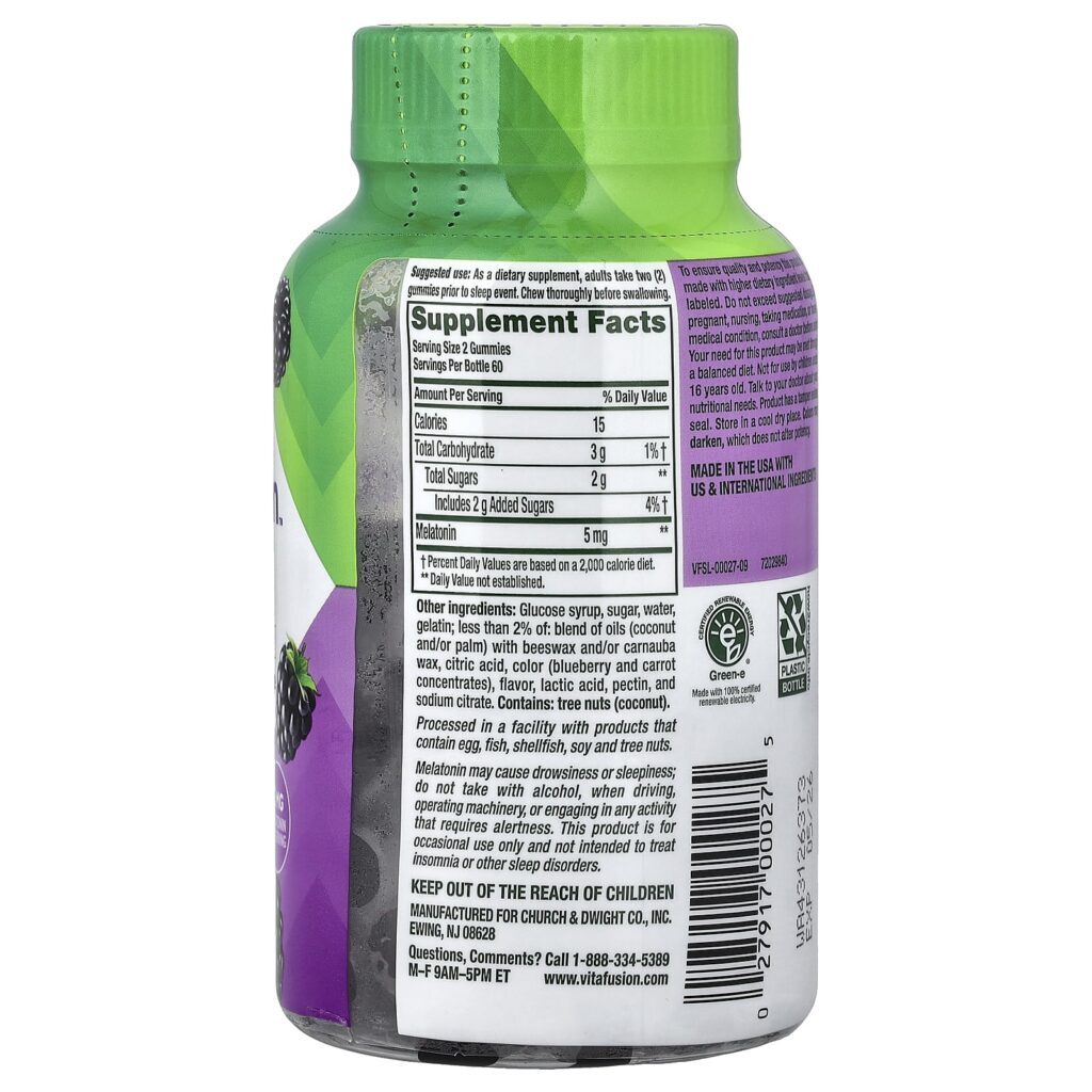 VitaFusion Sleep Gomas de Melatonina Amora 120 Gomas (25 mg por Goma) - Imagem 2