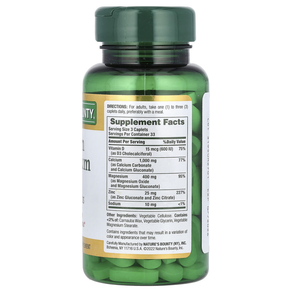 Natures Bounty Cálcio Magnésio e Zinco com Vitamina D3 100 Cápsulas Revestidas - Imagem 2