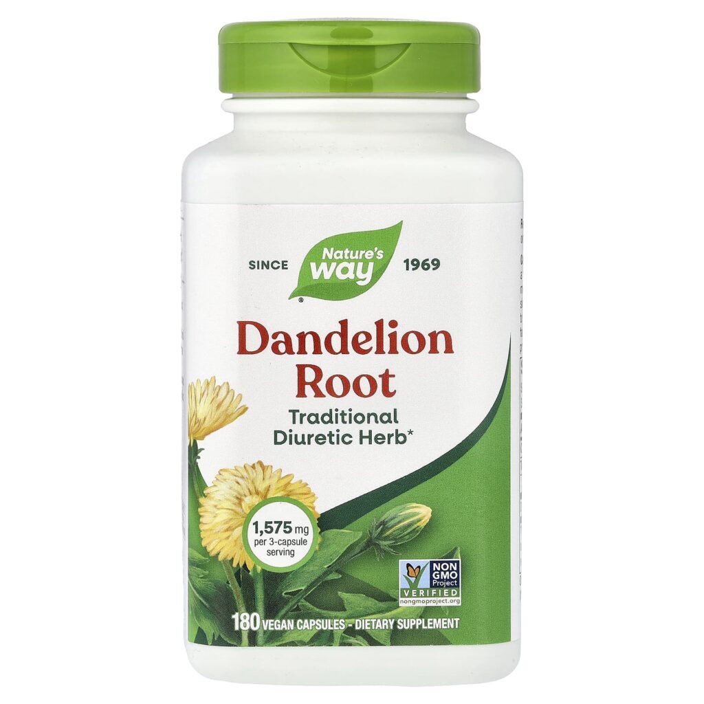 Natures Way Raiz de Dente-de-Leão 180 Cápsulas Veganas (525 mg por Cápsula)