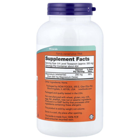 NOW Foods Óxido de Magnésio em Pó Puro 227 g (8 oz) - Imagem 2