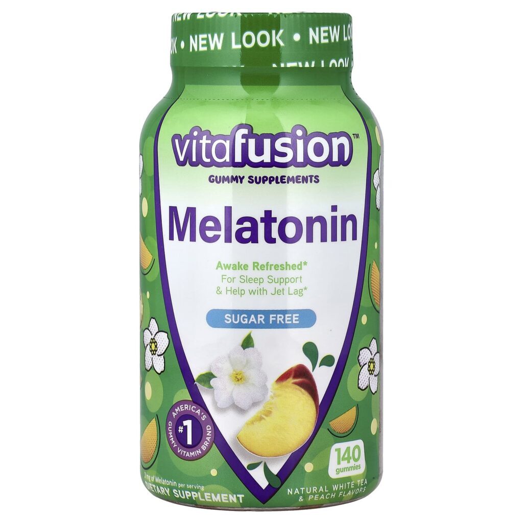 VitaFusion Gomas de Melatonina Chá Branco Natural e Pêssego 140 Gomas
