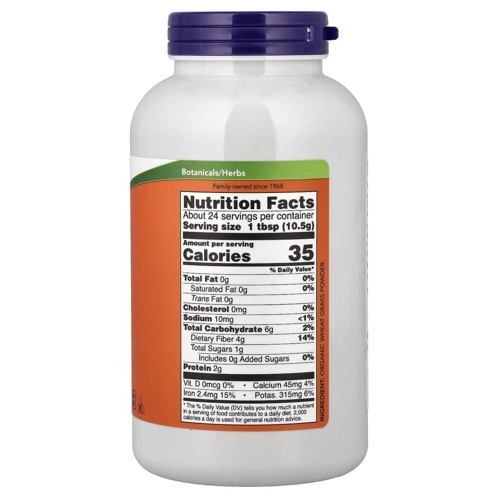 NOW Foods Grama de Trigo Orgânica Certificada Pó Puro 255 g (9 oz) - Imagem 2