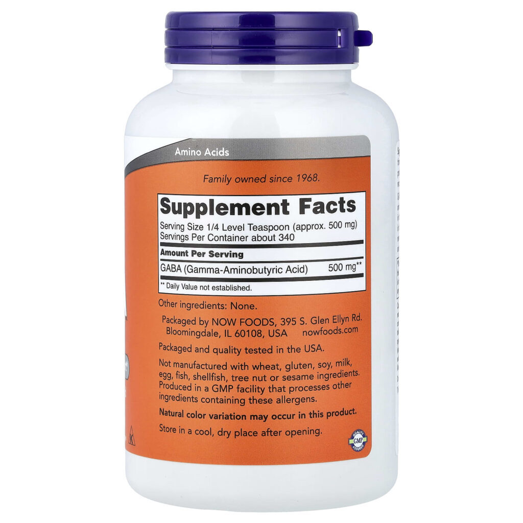 NOW Foods GABA Puro em Pó 170 g (6 oz) - Imagem 2