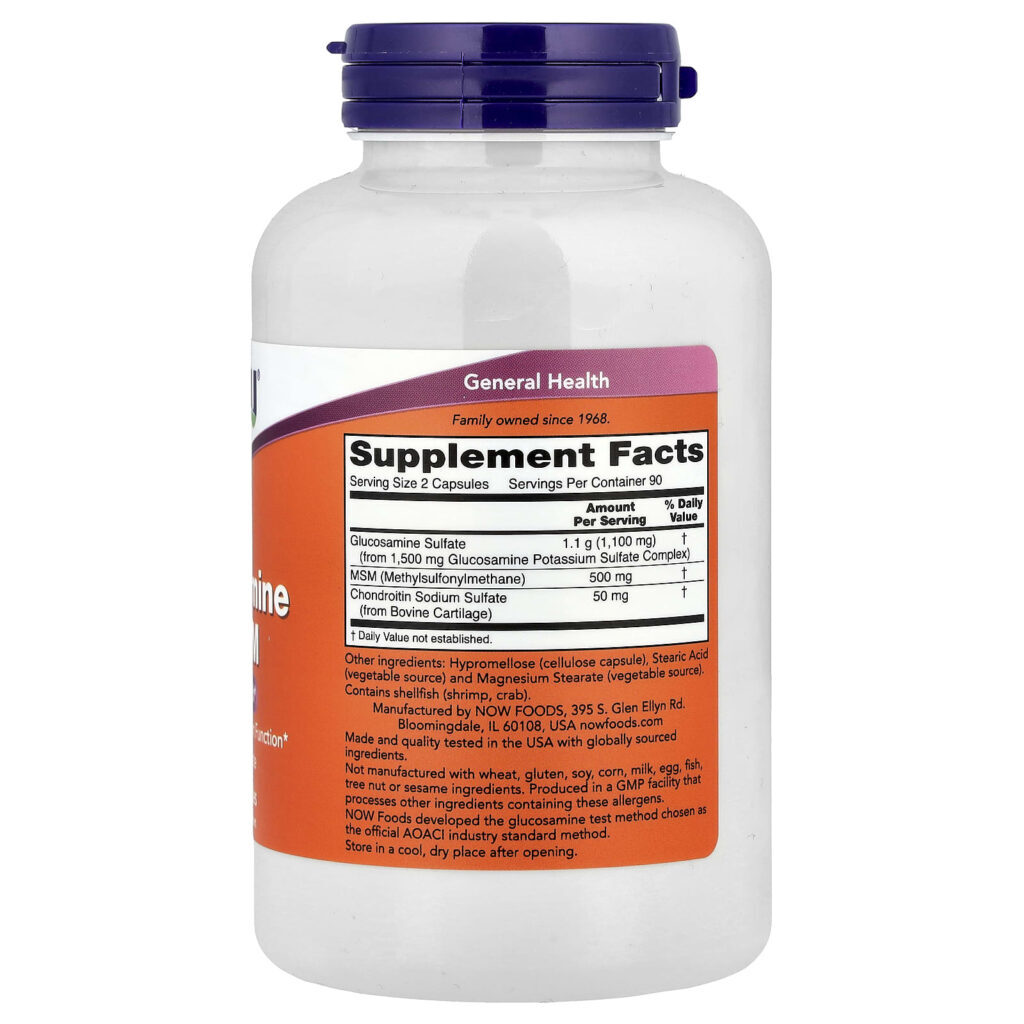 NOW Foods Glucosamina e MSM 180 Cápsulas Vegetais - Imagem 2