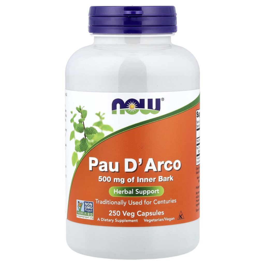 NOW Foods Pau DArco 500 mg 250 Cápsulas Vegetais
