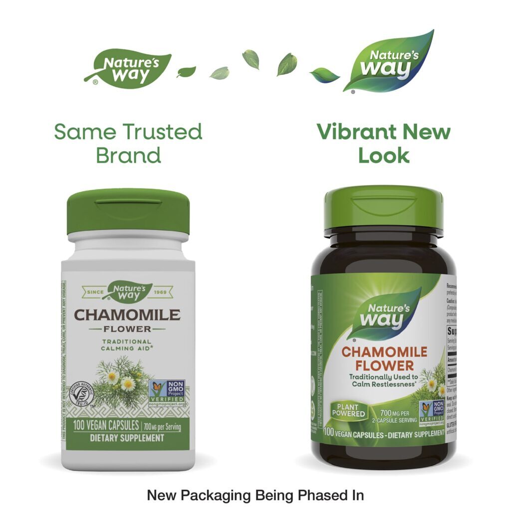 Natures Way Flor de Camomila 700 mg 100 Cápsulas Veganas (350 mg por Cápsula) - Imagem 3