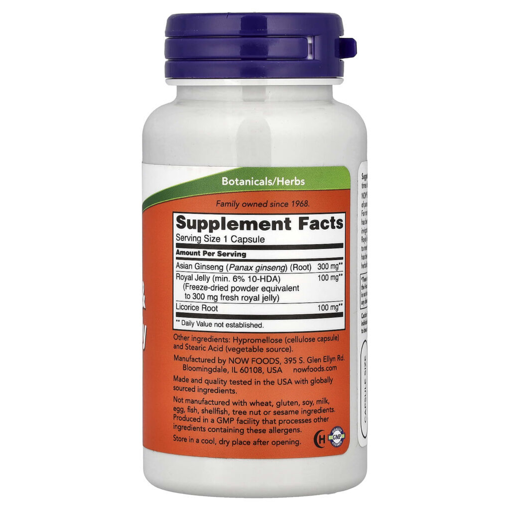 NOW Foods Ginseng e Geleia Real 90 Cápsulas - Imagem 2