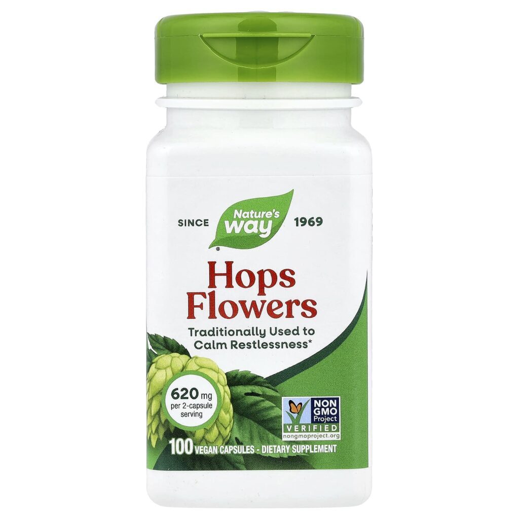 Natures Way Flores de Lúpulo 100 Cápsulas Veganas (310 mg por Cápsula)
