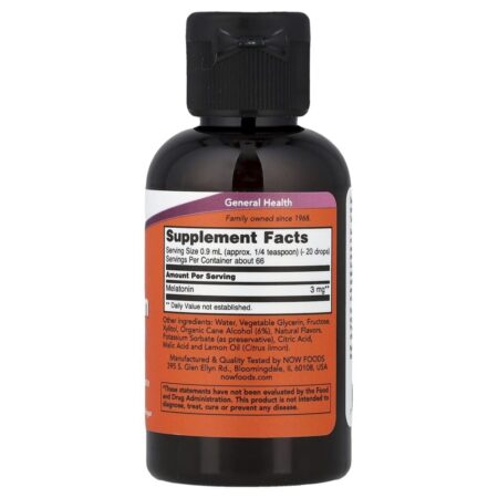 NOW Foods Melatonina Líquida 59 ml (2 fl oz) - Imagem 2