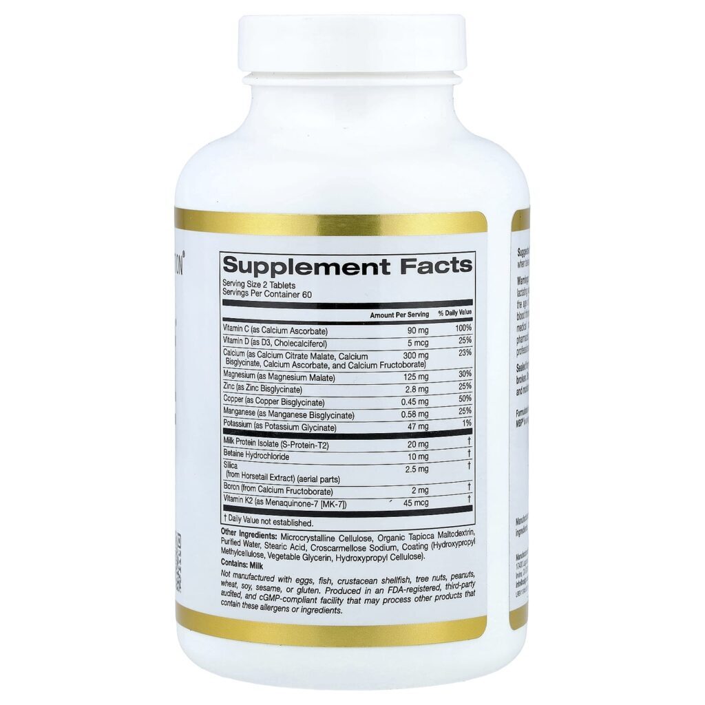 California Gold Nutrition Bone Boost® com Cálcio Magnésio Vitamina C e Potássio 120 Comprimidos - Imagem 2