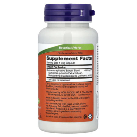 NOW Foods Extrato de Gymnema sylvestre 90 Cápsulas Vegetais (400 mg por Cápsula) - Imagem 2