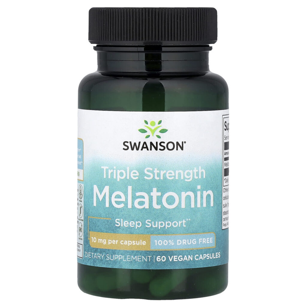 Swanson Melatonina Potência Tripla 10 mg 60 Cápsulas Veganas