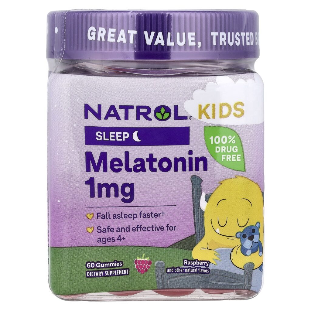 Natrol Gomas de Melatonina para Crianças a Partir de 4 Anos Sabor Framboesa 1 mg 60 Gomas
