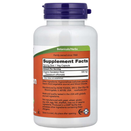 NOW Foods Raiz de Dente-de-Leão 500 mg 100 Cápsulas Vegetais - Imagem 2