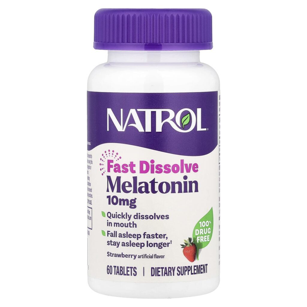 Natrol Melatonina Dissolução Rápida Força Máxima Morango 10 mg 60 Comprimidos