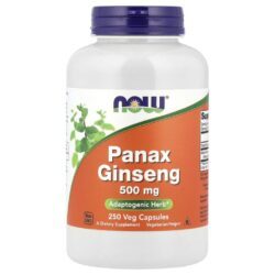 NOW Foods Panax ginseng 500 mg 250 Cápsulas Vegetais