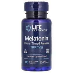 Life Extension Melatonina Liberação Programada de 6 Horas 300 mcg 100 Comprimidos Vegetarianos