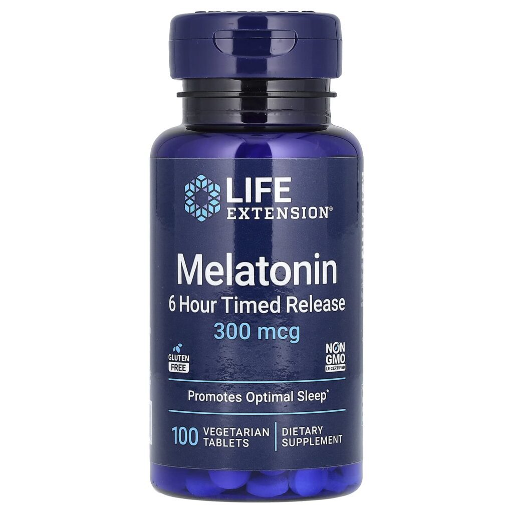 Life Extension Melatonina Liberação Programada de 6 Horas 300 mcg 100 Comprimidos Vegetarianos