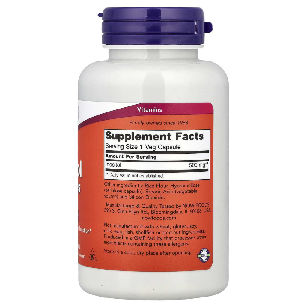 NOW Foods Inositol 500 mg 100 Cápsulas Vegetais - Imagem 2