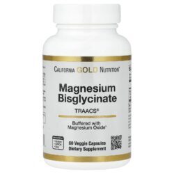 California Gold Nutrition Bisglicinato de Magnésio Quelato Albion TRAACS® 60 Cápsulas Vegetais (100 mg por Cápsula)