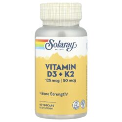 Solaray Vitamina D3 + K2 Sem Soja 60 Cápsulas Vegetais