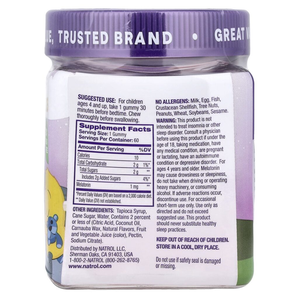 Natrol Gomas de Melatonina para Crianças a Partir de 4 Anos Sabor Framboesa 1 mg 60 Gomas - Imagem 2