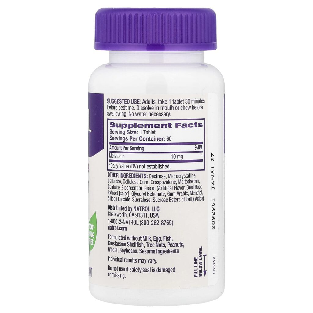 Natrol Melatonina Dissolução Rápida Força Máxima Morango 10 mg 60 Comprimidos - Imagem 2