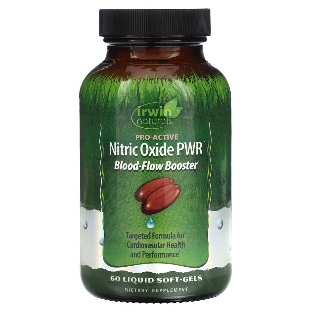 Irwin Naturals Óxido nítrico PWR Reforço do Fluxo Sanguíneo 60 Cápsulas Softgel Líquidas
