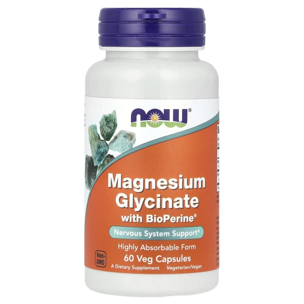 NOW Foods Glicinato de Magnésio com BioPerine® 60 Cápsulas Vegetais