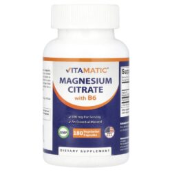 Vitamatic Citrato de Magnésio com B6 180 Cápsulas Vegetarianas