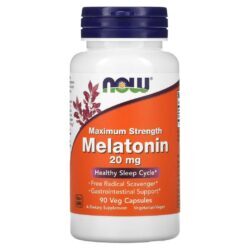 NOW Foods Melatonina de Força Máxima 20 mg 90 Cápsulas Vegetais