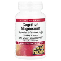 Natural Factors Magnésio Cognitivo 90 Cápsulas Vegetarianas (48 mg por Cápsula)