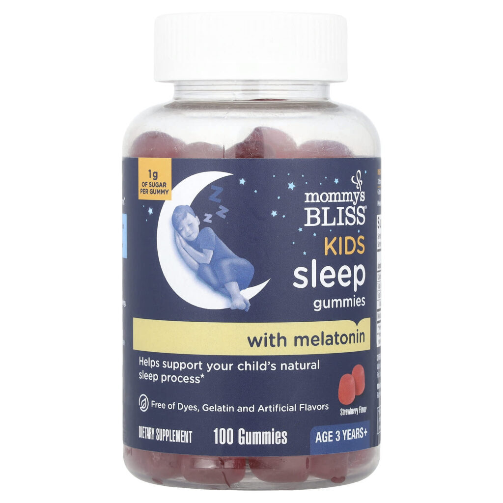 Mommys Bliss Gomas para o Sono das Crianças com Melatonina a Partir de 3 Anos Morango 1 mg 100 Gomas
