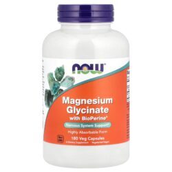 NOW Foods Glicinato de Magnésio com BioPerine® 180 Cápsulas Vegetais