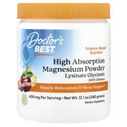Doctors Best Magnésio em Pó de Alta Absorção Ponche de Frutas 340 g (121 oz)