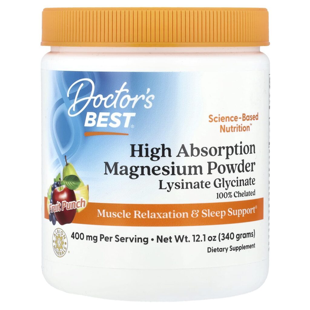 Doctors Best Magnésio em Pó de Alta Absorção Ponche de Frutas 340 g (121 oz)