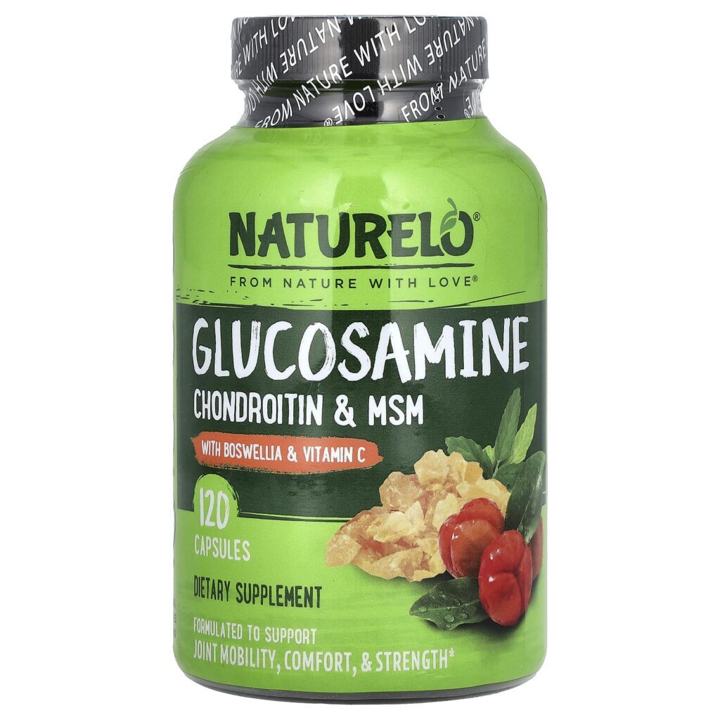 NATURELO Glicosamina Condroitina e MSM com Bosvélia e Vitamina C 120 Cápsulas