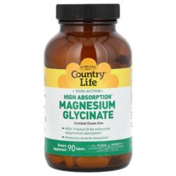 Country Life Alta Absorção Glicinato de Magnésio de Dupla Ação 90 Comprimidos
