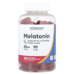 Nutricost Gomas de Melatonina Morango 180 Gomas (10 mg por Goma)