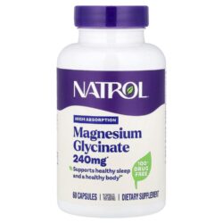 Natrol Glicinato de Magnésio Alta Absorção 240 mg 60 Cápsulas