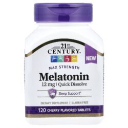 21st Century Melatonina Potência Máxima Cereja 12 mg 120 Comprimidos