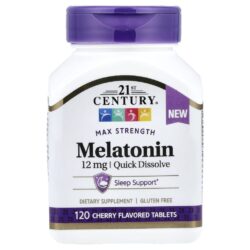 21st Century Melatonina Potência Máxima Cereja 12 mg 120 Comprimidos