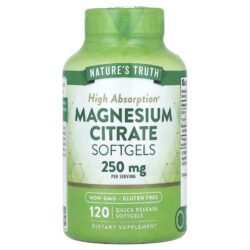 Natures Truth Citrato de Magnésio 120 Cápsulas Softgel de Liberação Rápida (125 mg por Cápsula Softgel)
