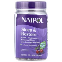 Natrol Gomas para o Sono e a Restauração com 5 mg de Melatonina Cereja 60 Gomas