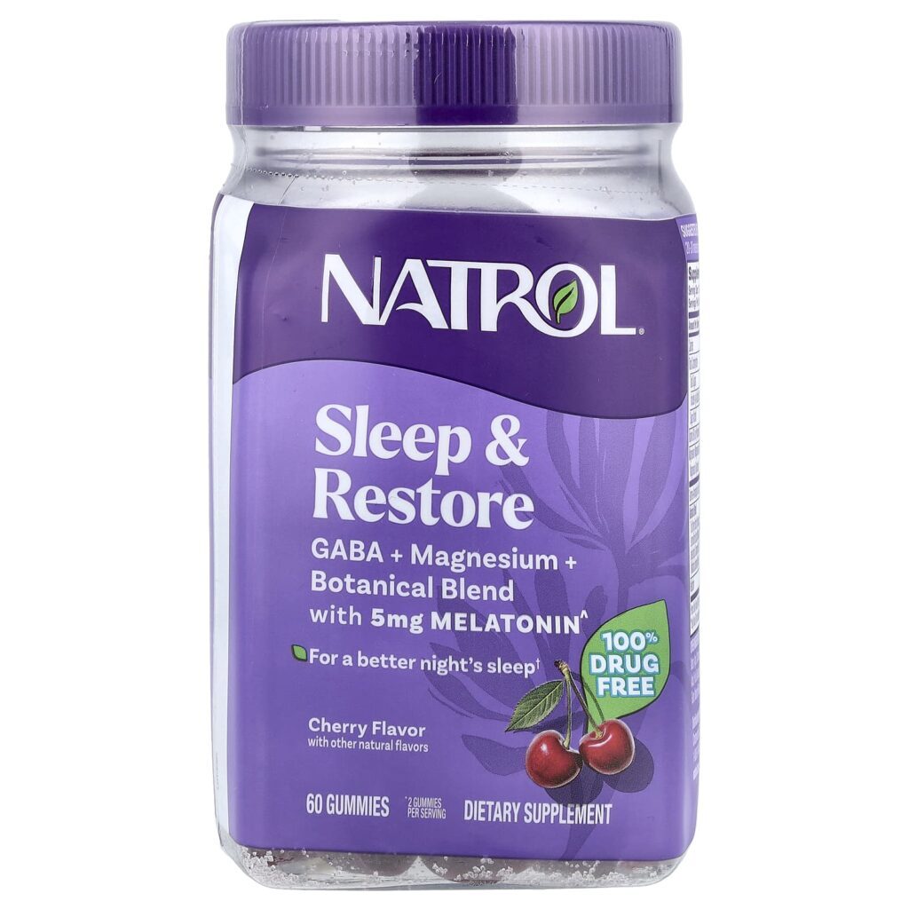 Natrol Gomas para o Sono e a Restauração com 5 mg de Melatonina Cereja 60 Gomas