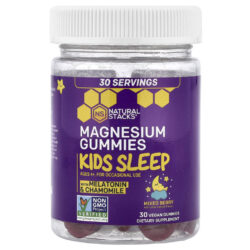 Natural Stacks Gomas de Magnésio para o Sono das Crianças com Melatonina e Camomila A Partir de 4 Anos de Idade Frutos Silvestres 30 Gomas Veganas