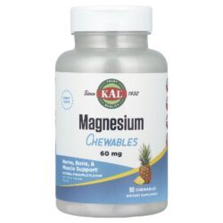 KAL Cápsulas Mastigáveis de Magnésio Abacaxi 60 mg 90 Cápsulas Mastigáveis
