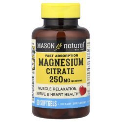 Mason Natural Citrato de Magnésio de Rápida Absorção 60 Cápsulas Softgel (125 mg por Cápsula Softgel)