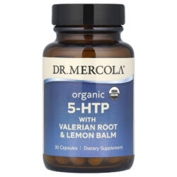 Dr. Mercola 5-HTP Orgânico com Raiz de Valeriana e Erva-Cidreira 30 Cápsulas